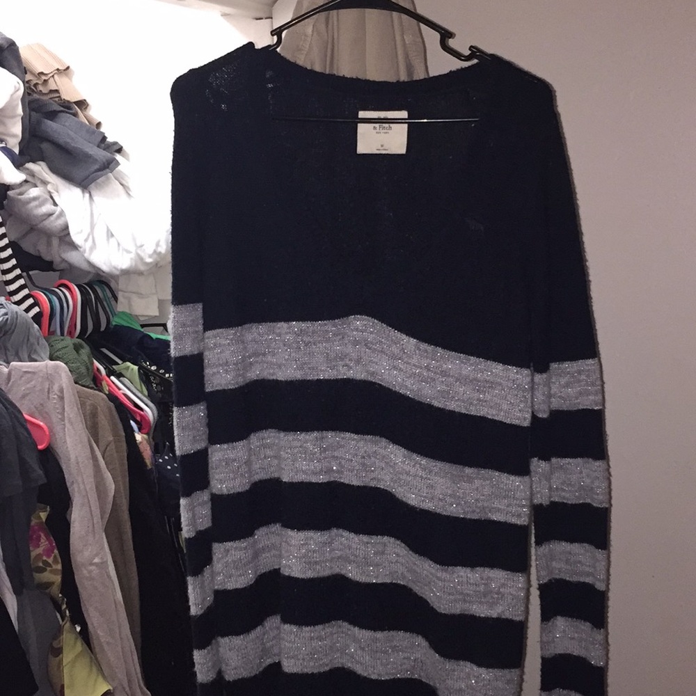 Abercrombie and Fitch gray & navy striped sweater